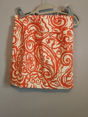 Merona White and Orange Printed Mini Skirt